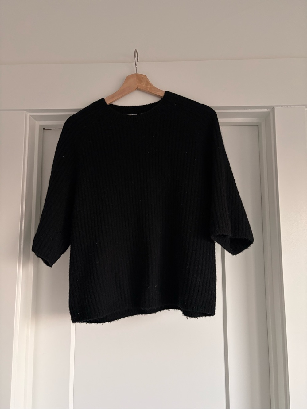 & Other Stories Black Ribbed Crewneck Sweater